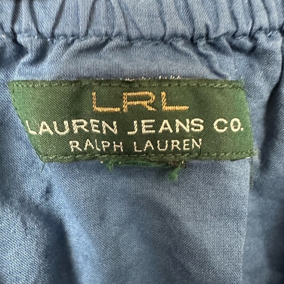 LRL Lauren Ralph Lauren Y2K Blue Paisley Smocked Peasant Top Sz S/M - Picture 9 of 10